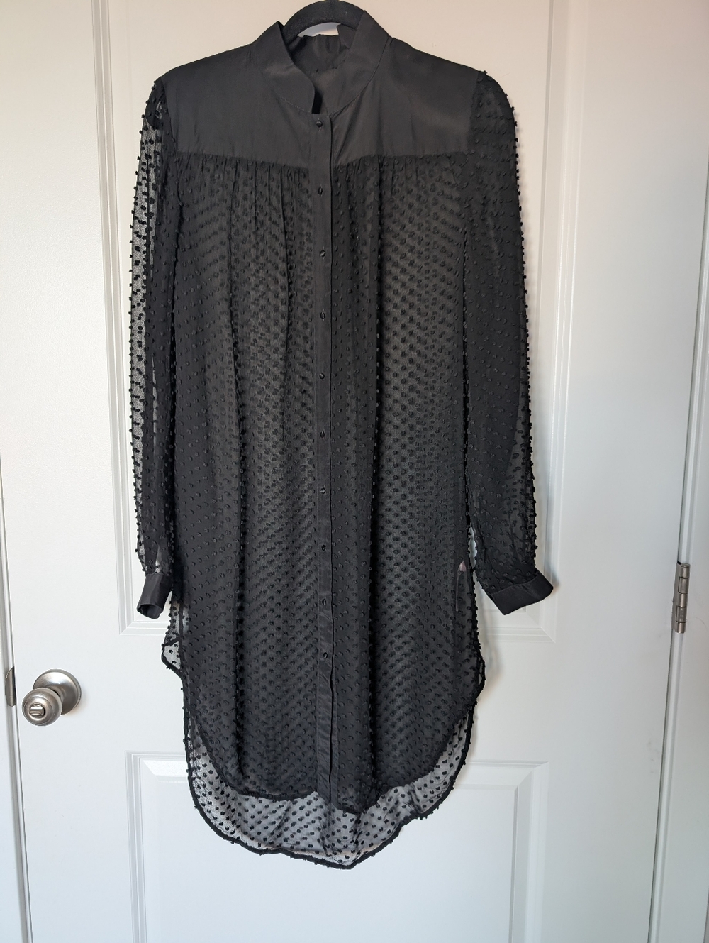 Agent Provocateur Black Silk-Blend Swiss Dot Shirt Dress - Picture 3 of 12